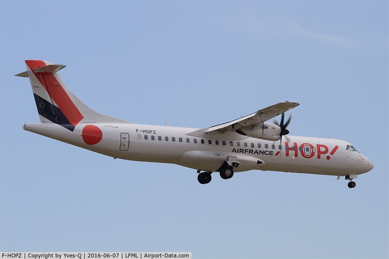 F-HOPZ, 2015 ATR 72-212A C/N 1265, ATR 72-600, Short approach Rwy 31R, Marseille-Provence Airport (LFML-MRS)