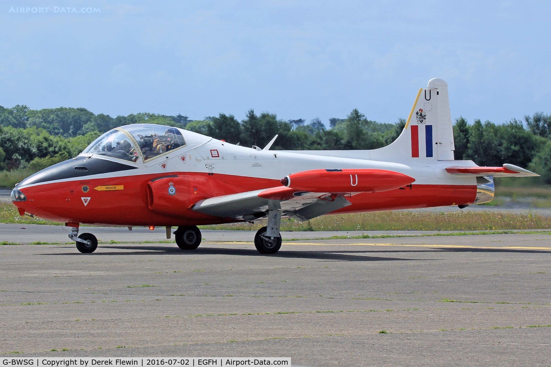 G-BWSG, 1970 BAC 84 Jet Provost T.5 C/N EEP/JP/988, Jet Provost T.5, East Midlands based, previously XW324, seen arriving at EGFH for the WNAS16.