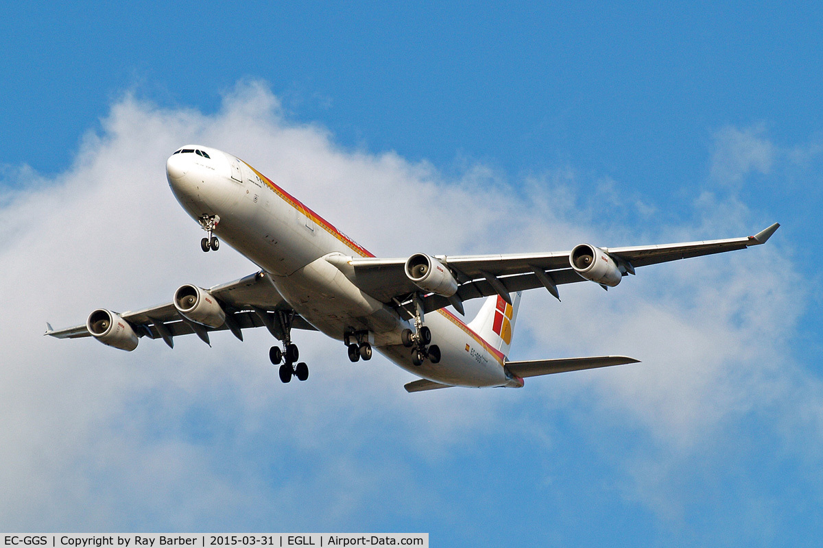 EC-GGS, 1996 Airbus A340-313 C/N 125, Airbus A340-313 [125] (Iberia) Home~G 31/03/2015. On approach 27R.