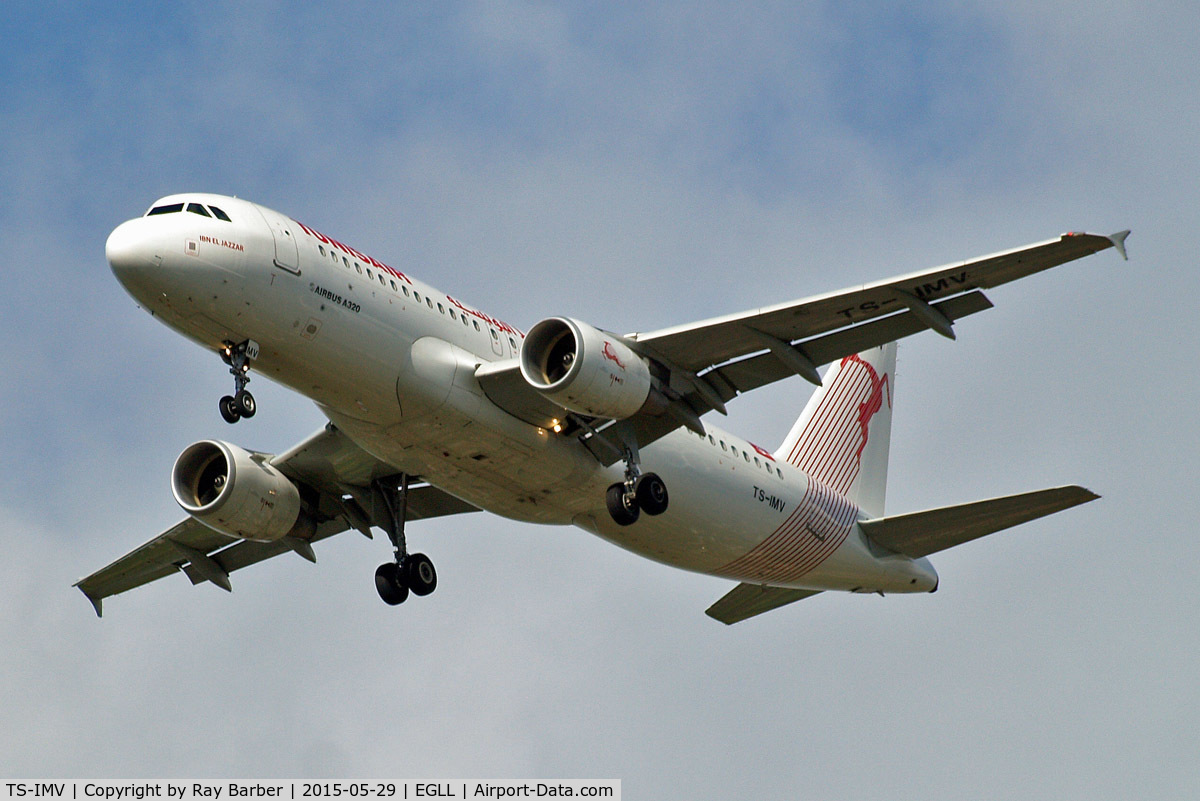 TS-IMV, 2013 Airbus A320-214 C/N 5610, Airbus A320-214 [5610] (Tunisair) Home~G 29/05/2015. On approach 27R.