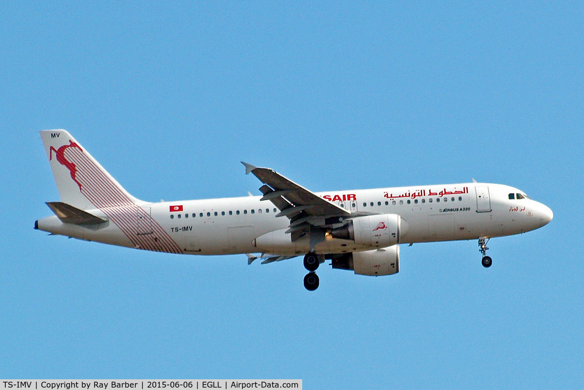 TS-IMV, 2013 Airbus A320-214 C/N 5610, Airbus A320-214 [5610] (Tunisair) Home~G 06/06/2015. On approach 27L.
