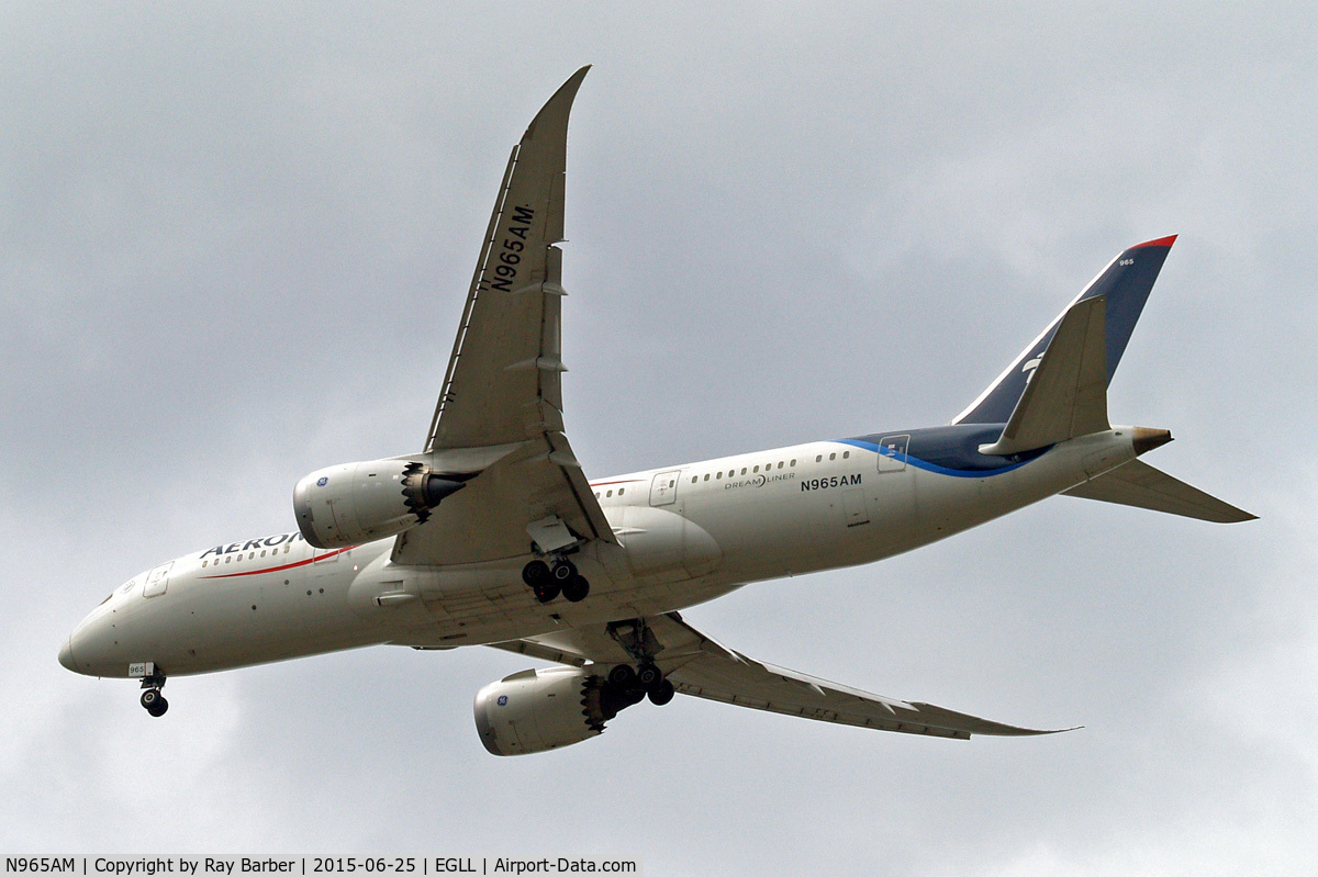 N965AM, 2013 Boeing 787-8 Dreamliner C/N 35308, Boeing 787-8 Dreamliner [35308] (Aeromexico) Home~G 25/06/2015. On approach 27R.