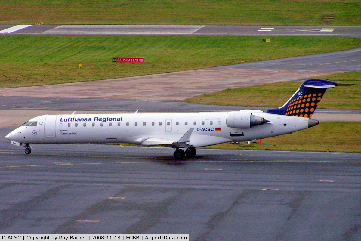D-ACSC, Canadair CRJ-700 (CL-600-2C10) Regional Jet C/N 10039, Canadair CRJ-700 [10039] (Lufthansa Regional/Eurowings) Birmingham Int'l~G 18/11/2008