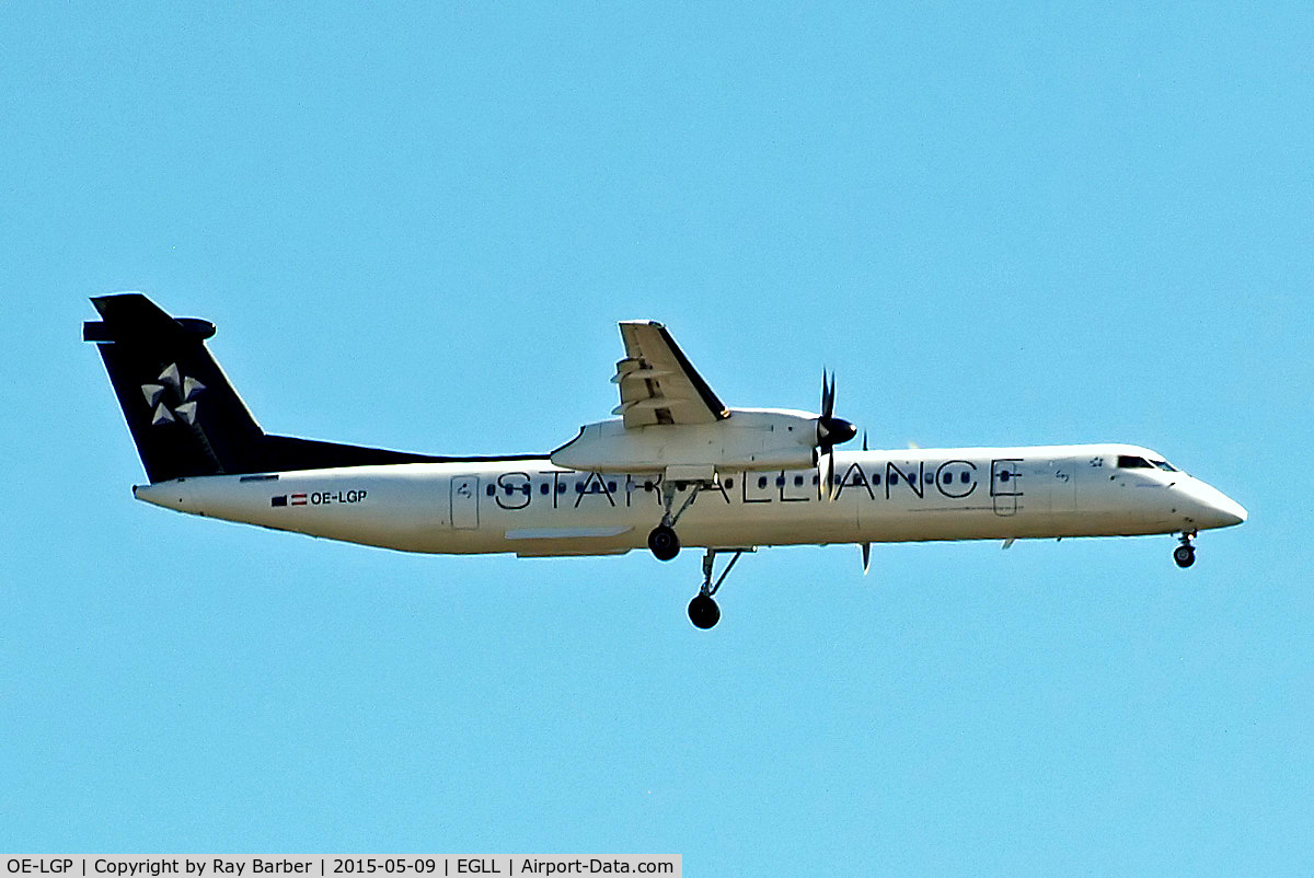 OE-LGP, 2000 De Havilland Canada DHC-8-402 Dash 8 C/N 4016, De Havilland Canada DHC-8Q-402 Dash 8 [4016] (Austrian Airlines) Home~G 09/05/2015. On approach 27L.
