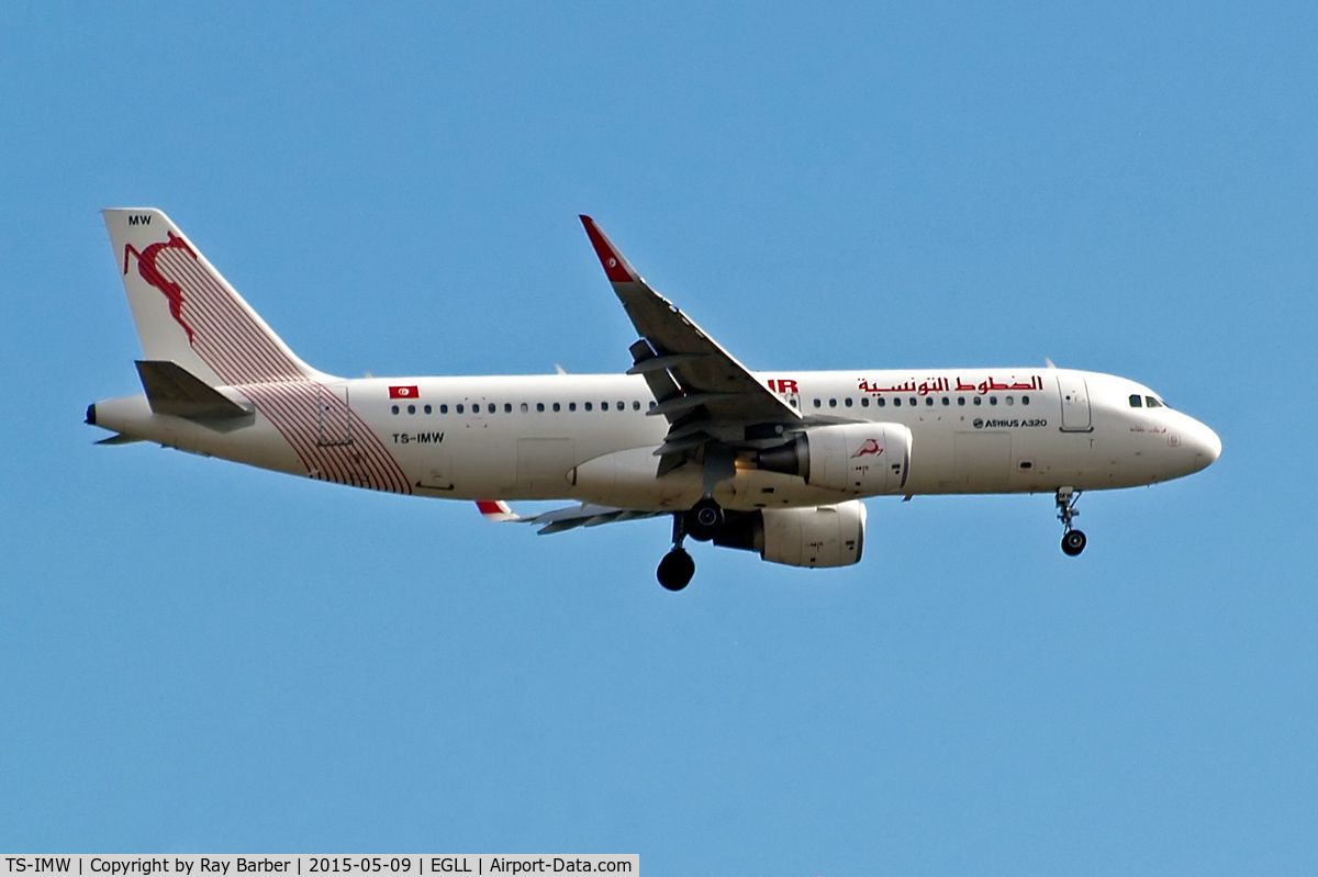 TS-IMW, 2014 Airbus A320-214 C/N 6338, Airbus A320-214(sl) [6338] (Tunisair) Home~G 09/05/2015. On approach 27L.