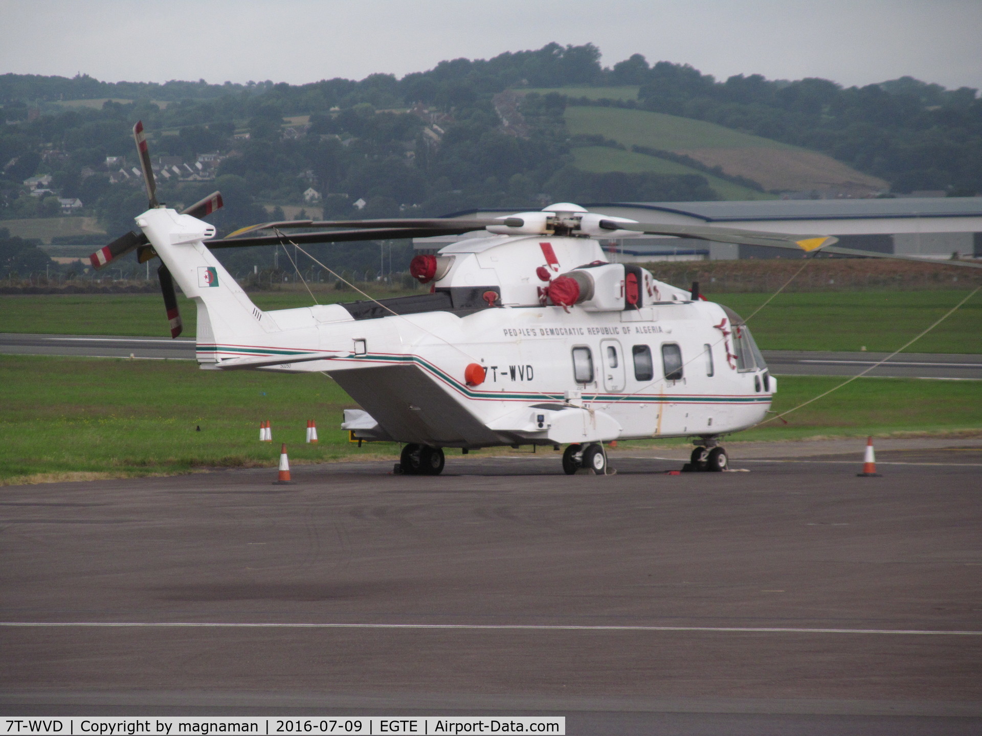 7T-WVD, AgustaWestland AW-101 Series 642 C/N 50250, at Exeter having flown in yesterday