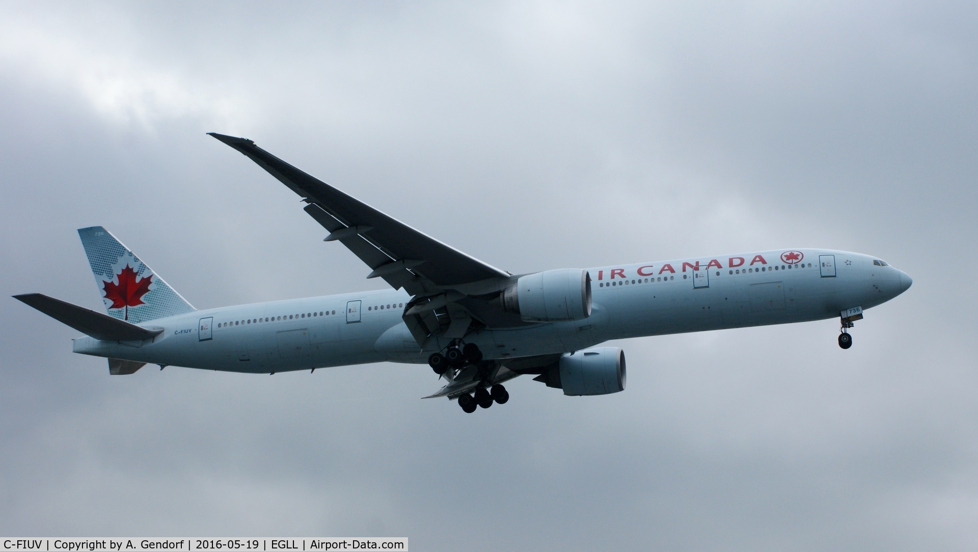 C-FIUV, 2008 Boeing 777-333/ER C/N 35248, Air Canada, is here landing at London Heathrow(EGLL)