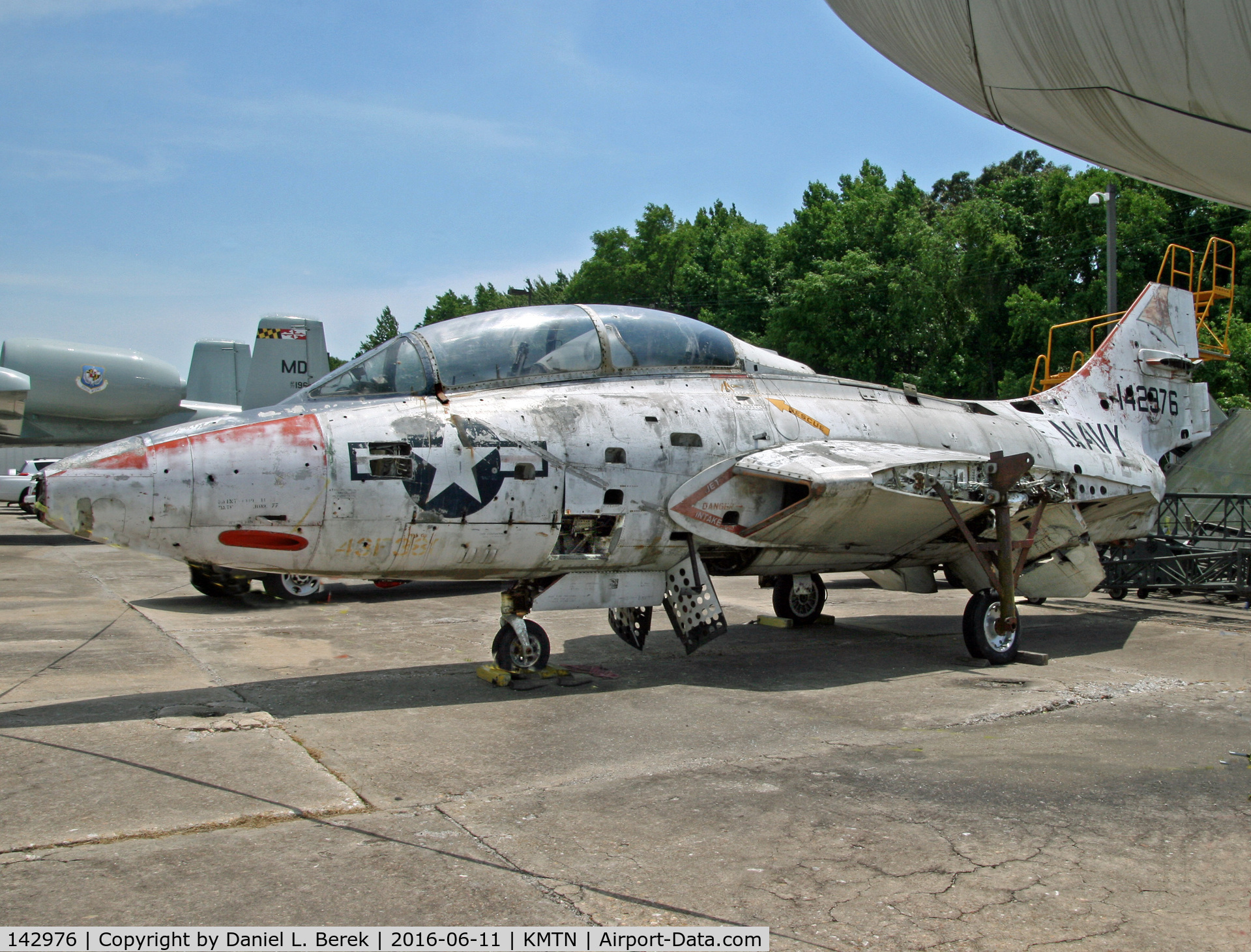142976, Grumman TF-9J Cougar C/N Not found 142976, A Grumman Cougar awaits restoration at the Glenn L Martin Museum.