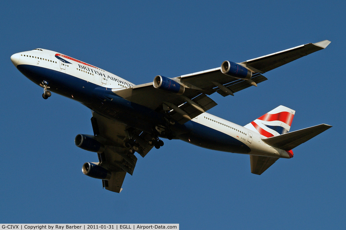 G-CIVX, 1998 Boeing 747-436 C/N 28852, Boeing 747-436 [28852] (British Airways) Home~G 31/01/2011. On approach 27R.