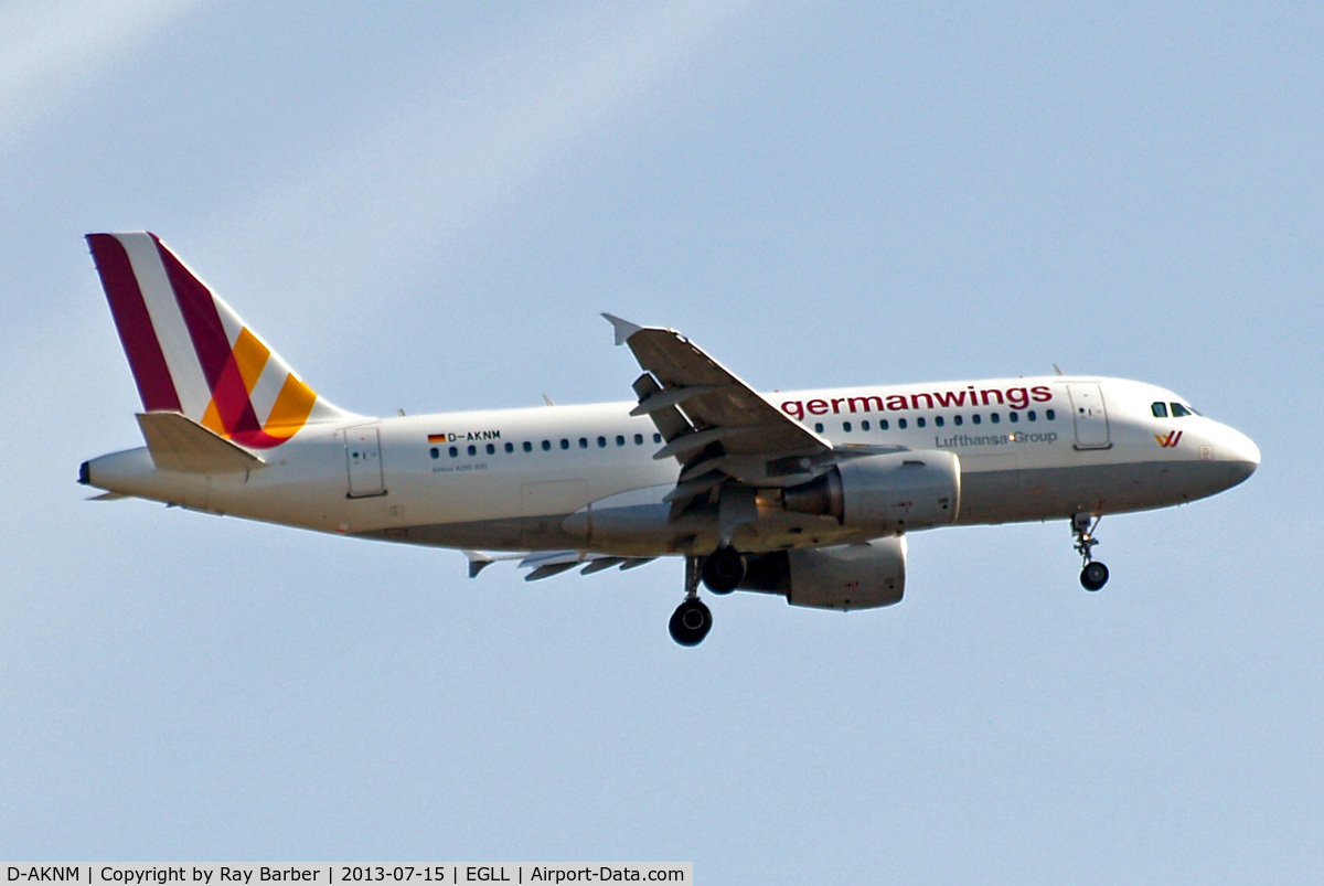 D-AKNM, 1999 Airbus A319-112 C/N 1089, Airbus A319-112 [1089] (Germanwings) Home~G 15/07/2013. On approach 27L.