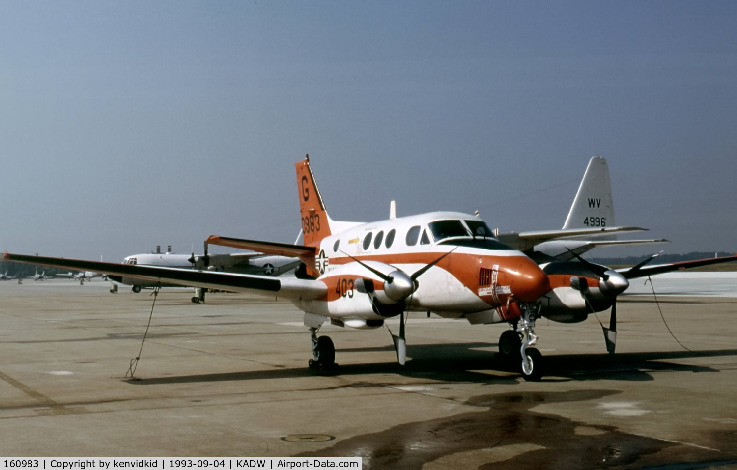 160983, Beechcraft T-44A Pegasus C/N LL-35, Andrew's Air Force base visiting aircraft ramp.