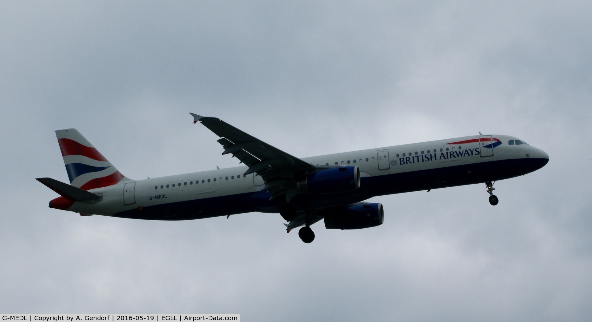 G-MEDL, 2006 Airbus A321-231 C/N 2653, British Airways, is here approaching RWY 27R at London Heathrow(EGLL)