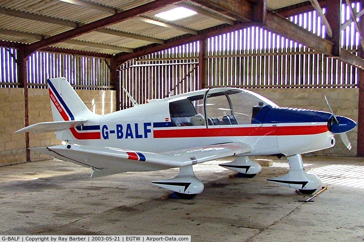 G-BALF, 1972 Robin DR-400-140 Earl Major C/N 772, Robin DR.400/125 Earl [772] Oaksey Park~G 21/05/2003