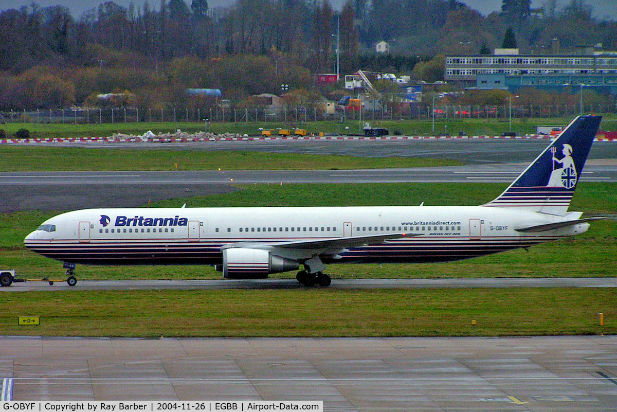 G-OBYF, 1998 Boeing 767-304 C/N 28208, Boeing 767-767-304ER [28208] (Britannia Airways) Birmingham Int'l~G 26/11/2004