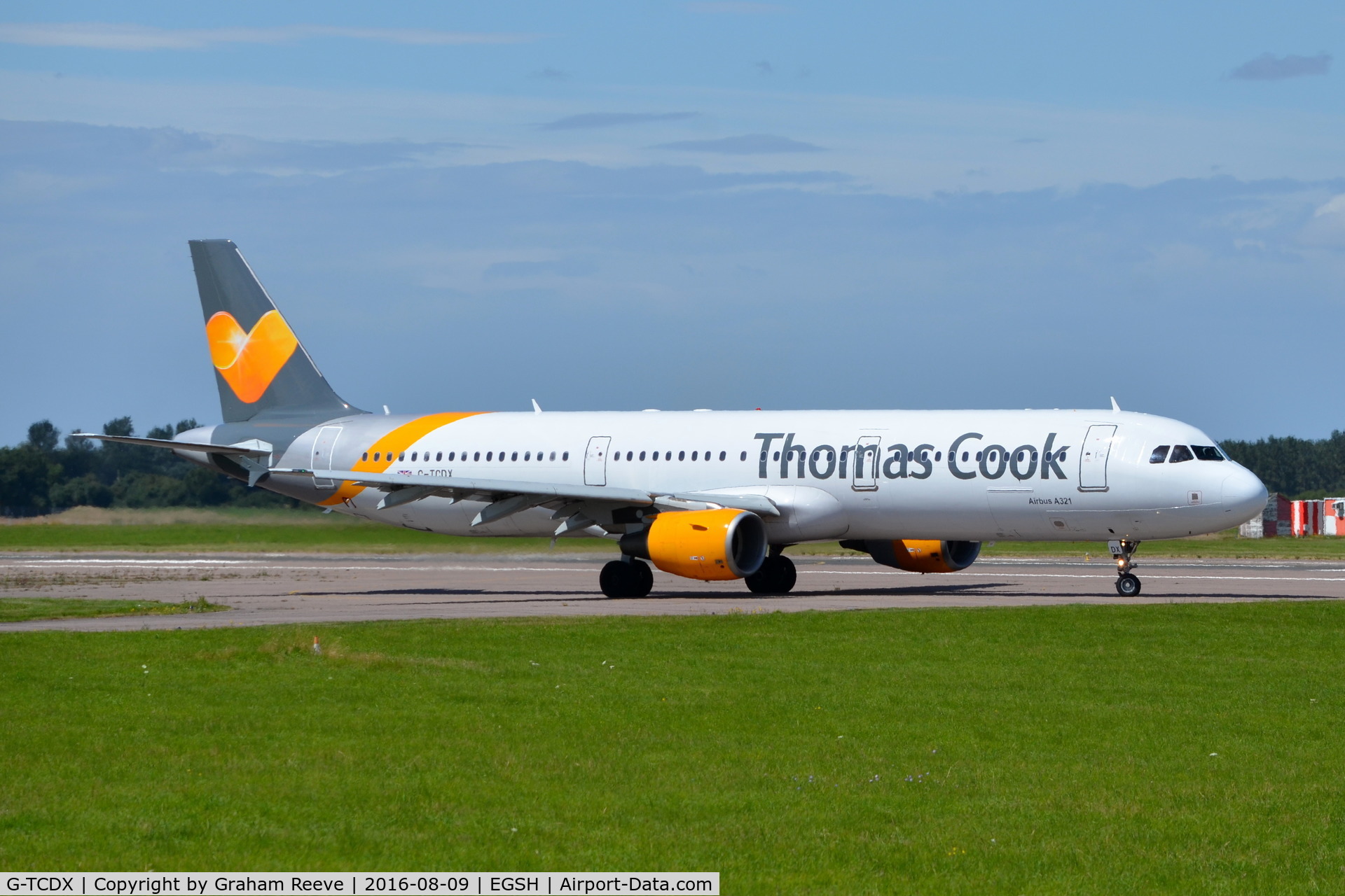 G-TCDX, 2002 Airbus A321-211 C/N 1887, About to depart from Norwich.