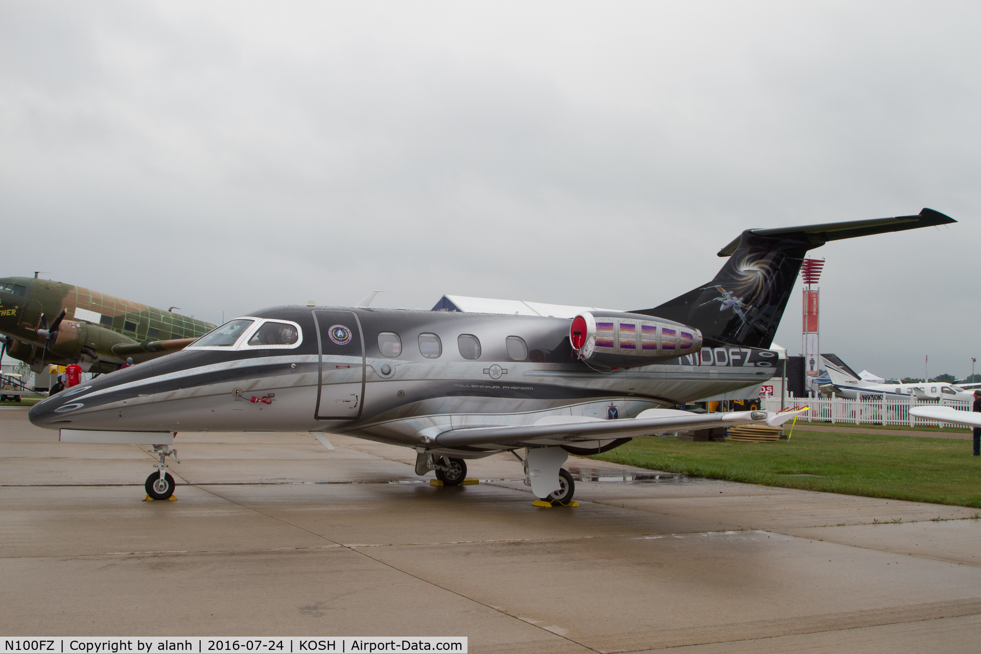 N100FZ, 2010 Embraer EMB-500 Phenom 100 C/N 50000137, At AirVenture 2016 with a Star Wars custom paint job and Millenium Phenom titles