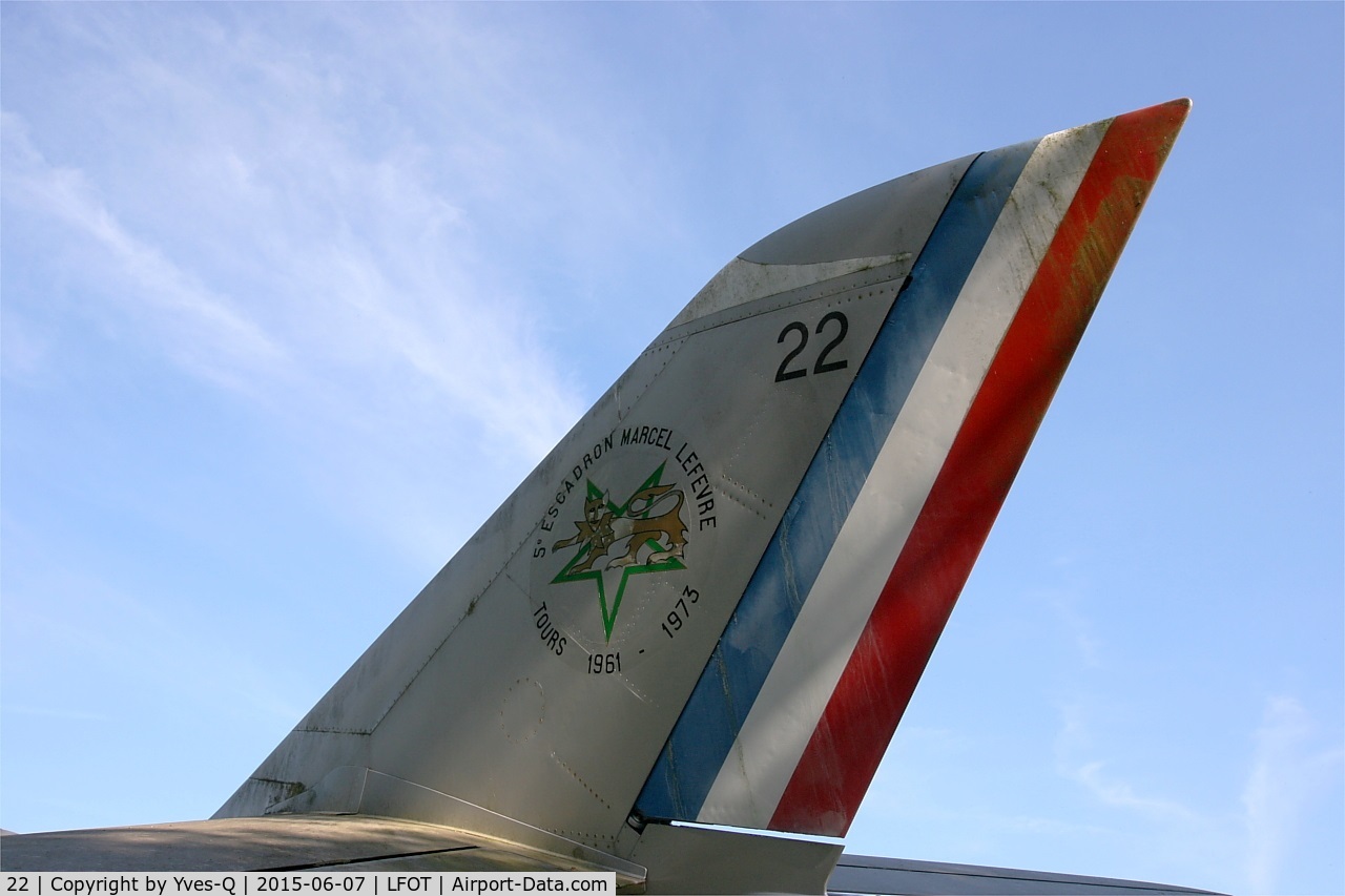 22, Dassault MD-454 Mystère IVA C/N 22, Dassault MD-454 Mystère IV A, Close view of tail, Preserved at Tours Air Base 705 (LFOT-TUF)