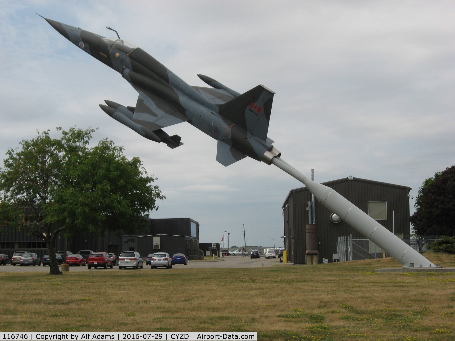 116746, Canadair CF-5A C/N 1046, Shown displayed on a pedestal at Denison Armory, Toronto, Ontario in 2016.