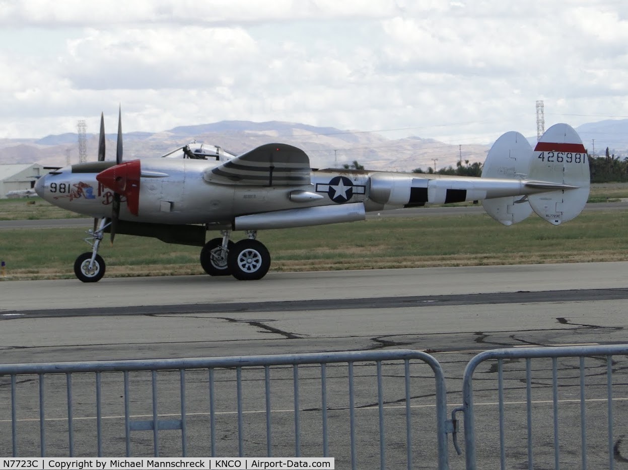 N7723C, 1944 Lockheed P-38L-5 Lightning C/N 7985, Chino