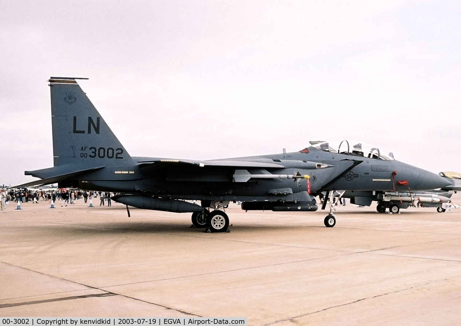00-3002, 2000 McDonnell Douglas F-15E Strike Eagle C/N 1368/E229, USAF at RIAT.