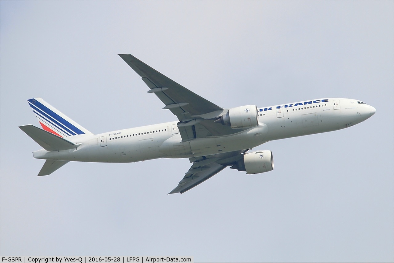 F-GSPR, 2001 Boeing 777-228/ER C/N 28683, Boeing 777-228 (ER), Take off rwy 06R, Roissy Charles De Gaulle airport (LFPG-CDG)