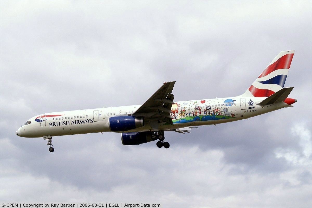 G-CPEM, 1997 Boeing 757-236 C/N 28665, Boeing 757-236 [28665] (British Airways) Heathrow~G 31/08/2006. On finals 27L.