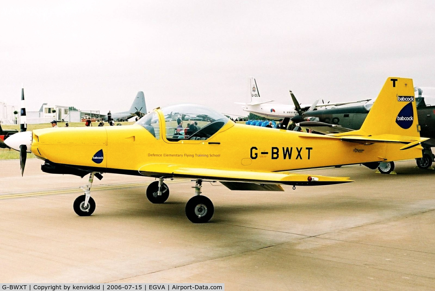 G-BWXT, 1997 Slingsby T-67M-260 Firefly C/N 2254, Babcock Aerospace on static display at RIAT.