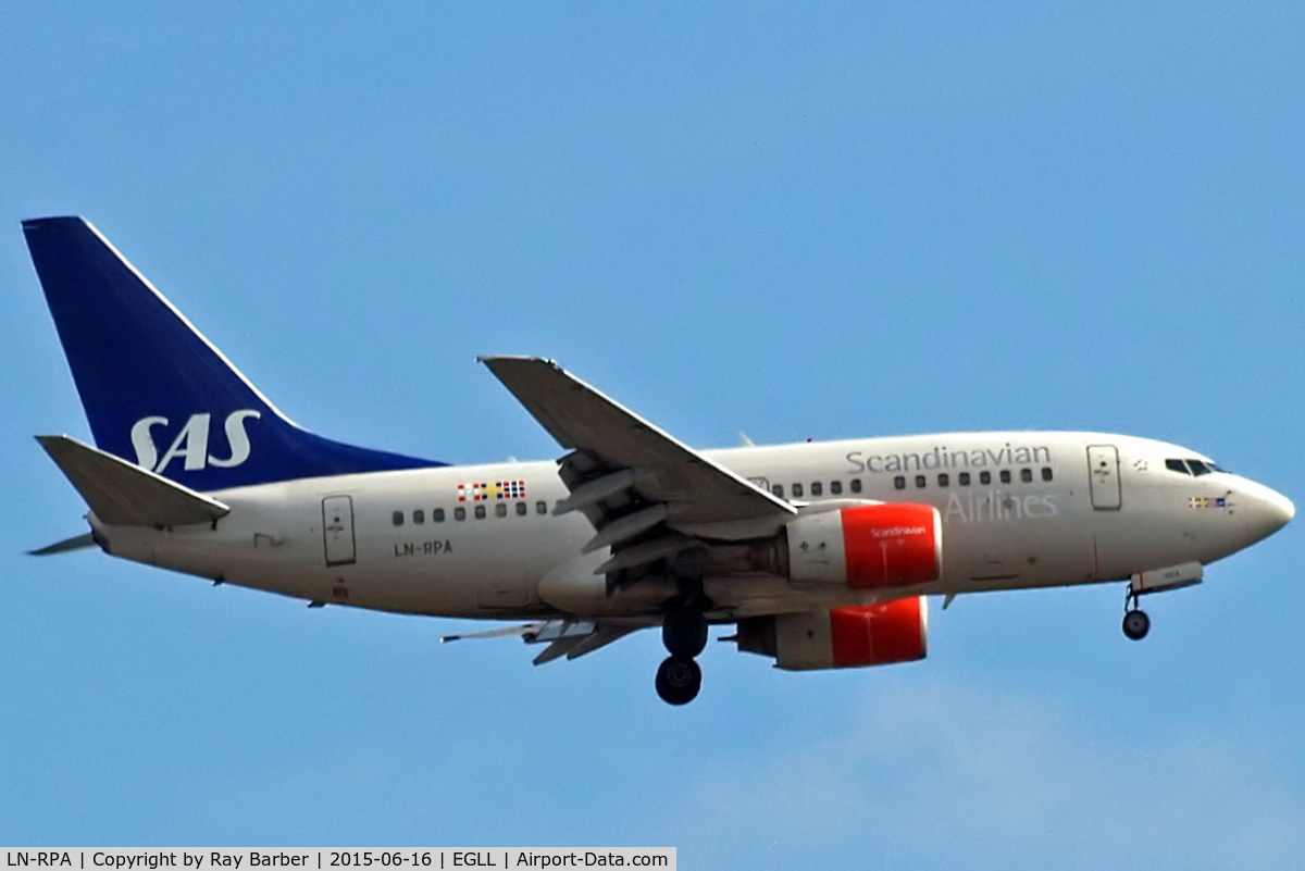 LN-RPA, 1998 Boeing 737-683 C/N 28290, Boeing 737-683 [28290] (SAS Scandinavian Airlines) Home~G 16/06/2015. On approach 27L.