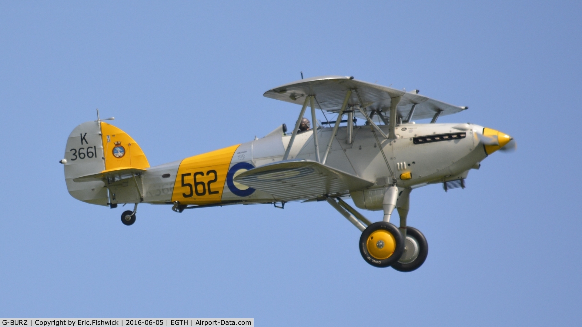 G-BURZ, 1934 Hawker Nimrod II C/N 41H-59890, 42. K3661 in display mode at Shuttleworth Collection's 'Fly Navy,' June 2016