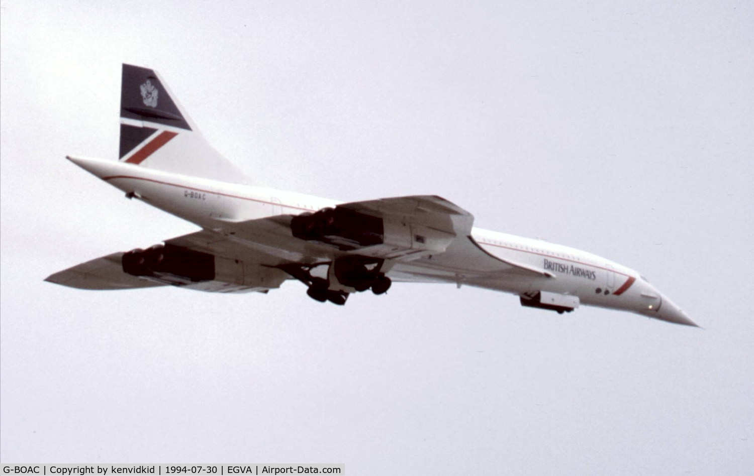 G-BOAC, 1975 Aerospatiale-BAC Concorde 1-102 C/N 100-004, G-BOAC departing Fairford with some very lucky passengers.