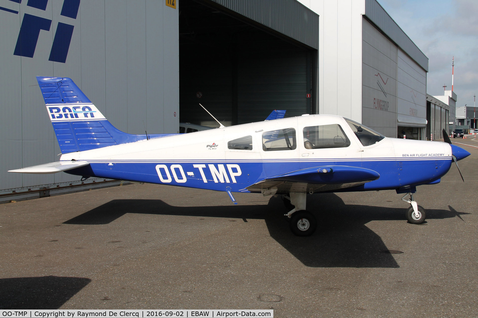 OO-TMP, 2008 Piper PA-28-161 C/N 2842313, In front of the BAFA hangar at Antwerp Airport.