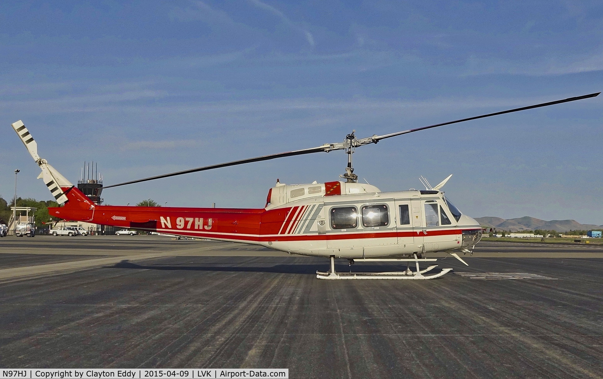 N97HJ, 1974 Bell 205A-1 C/N 30173, Bell at Livermore Airport in California 2015.