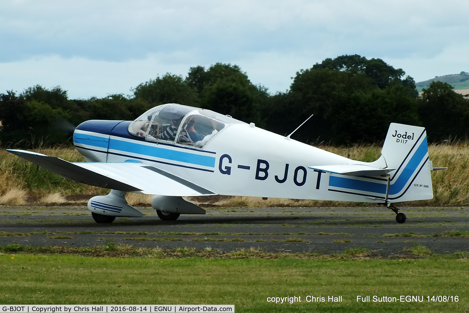 G-BJOT, 1957 SAN Jodel D-117 C/N 688, at the LAA Vale of York Strut fly-in, Full Sutton