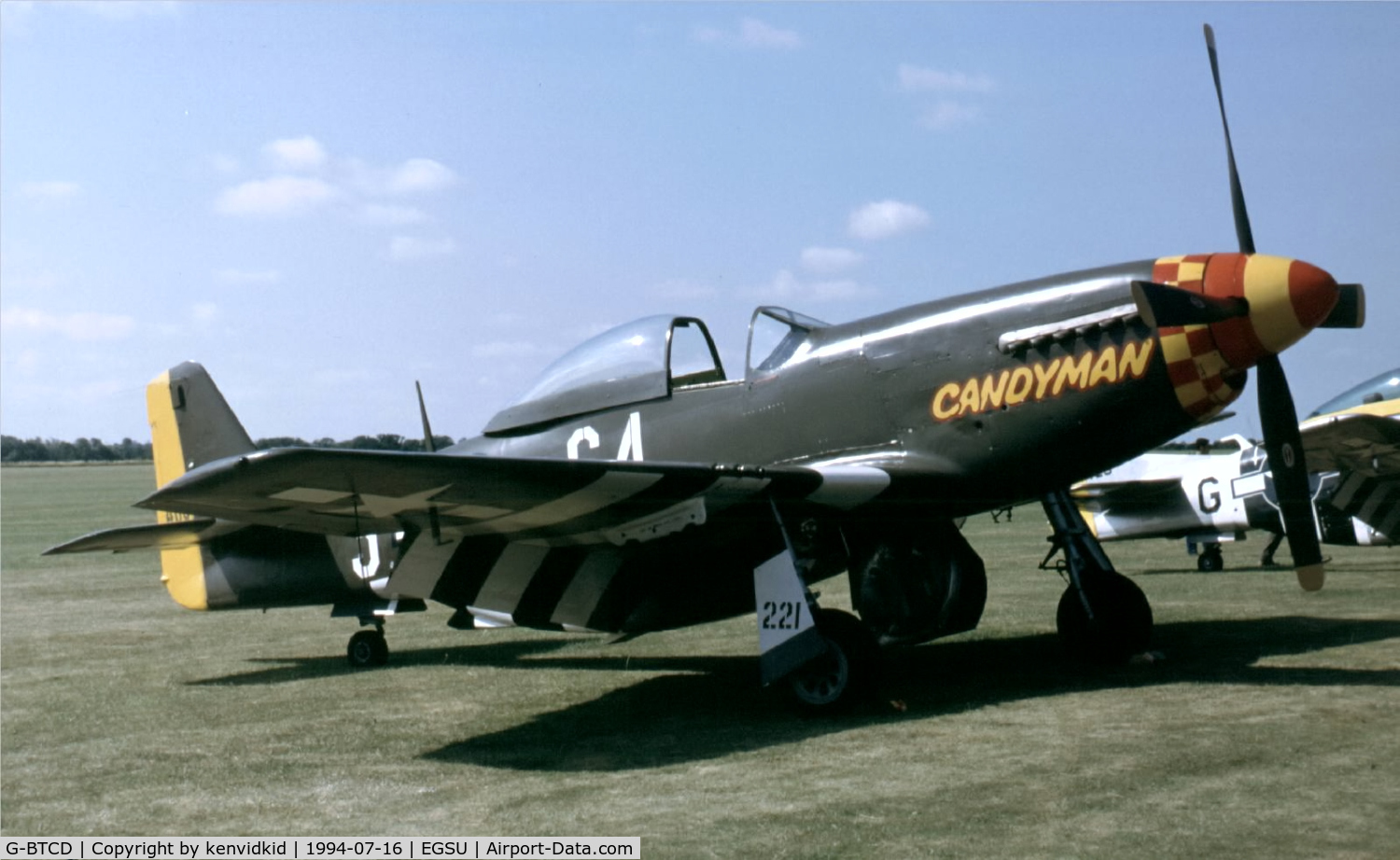G-BTCD, 1944 North American P-51D Mustang C/N 122-39608, At the 1994 Flying Legends Air Show.