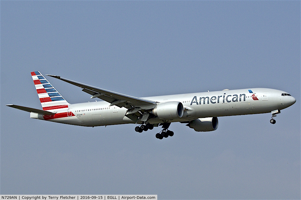 N729AN, 2014 Boeing 777-323/ER C/N 33127, On approach to  London Heathrow