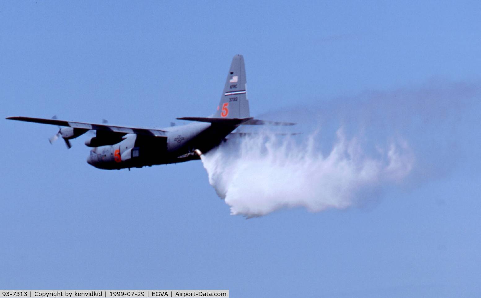 93-7313, 1993 Lockheed C-130H Hercules C/N 382-5378, Fire suppression demo at RIAT.