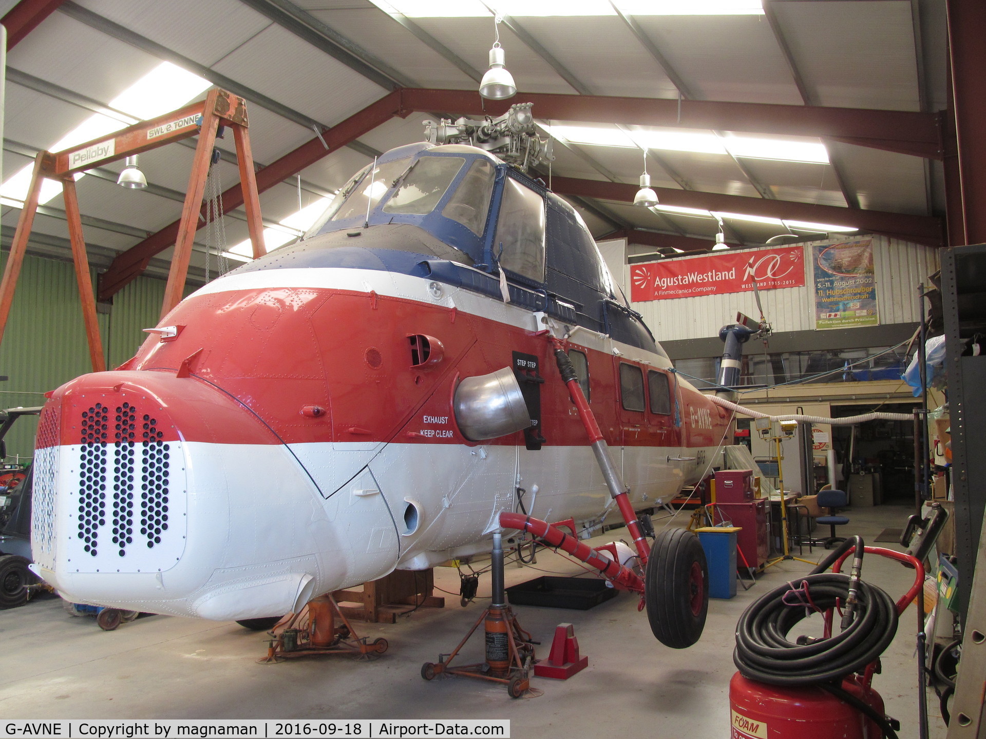 G-AVNE, 1967 Westland Wessex 60 Series 1 C/N WA561, In the museum workshop.  At The Helicopter Museum, Weston-super-Mare, UK.