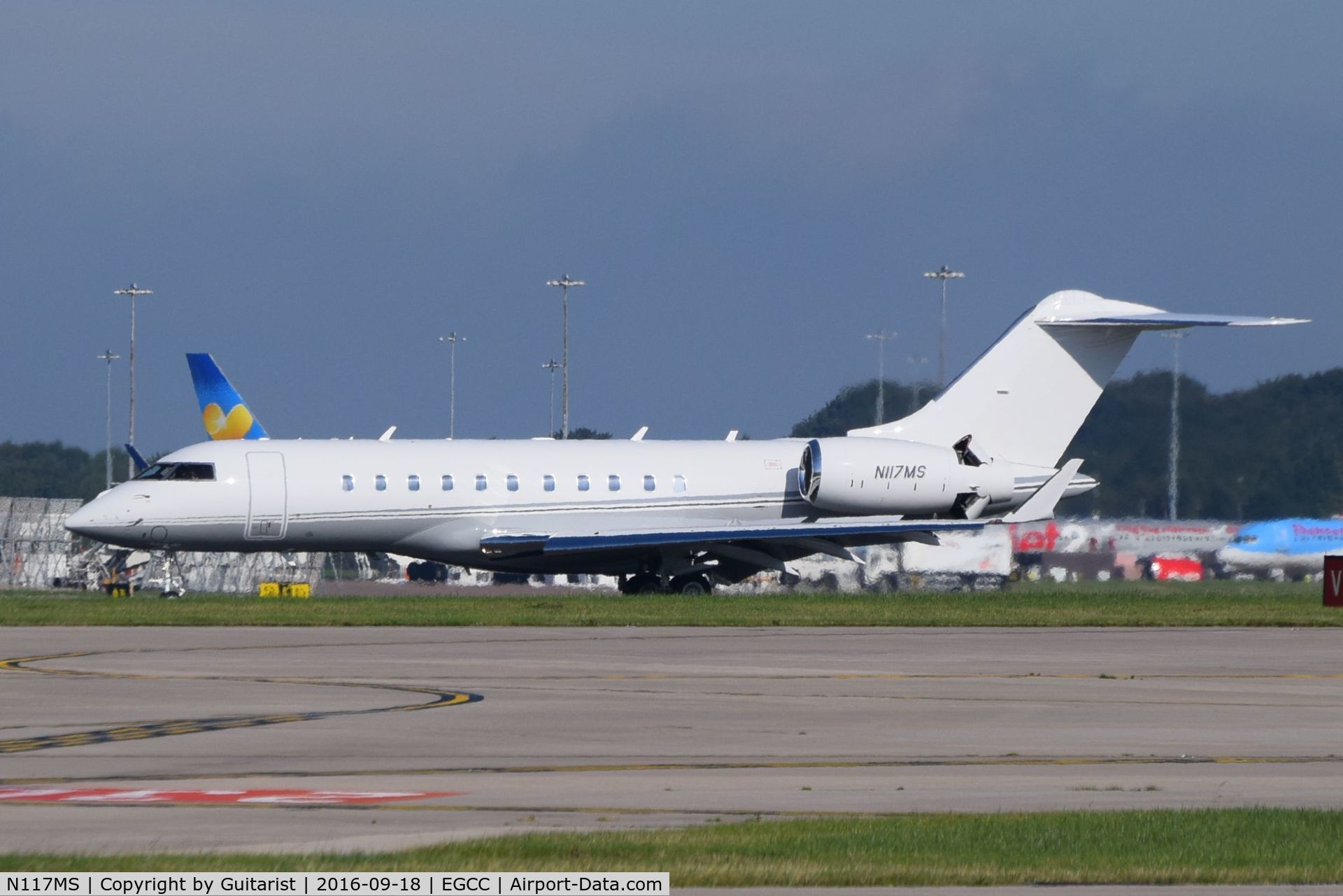 N117MS, 2010 Bombardier BD-700-1A11 Global 5000 C/N 9386, At Manchester