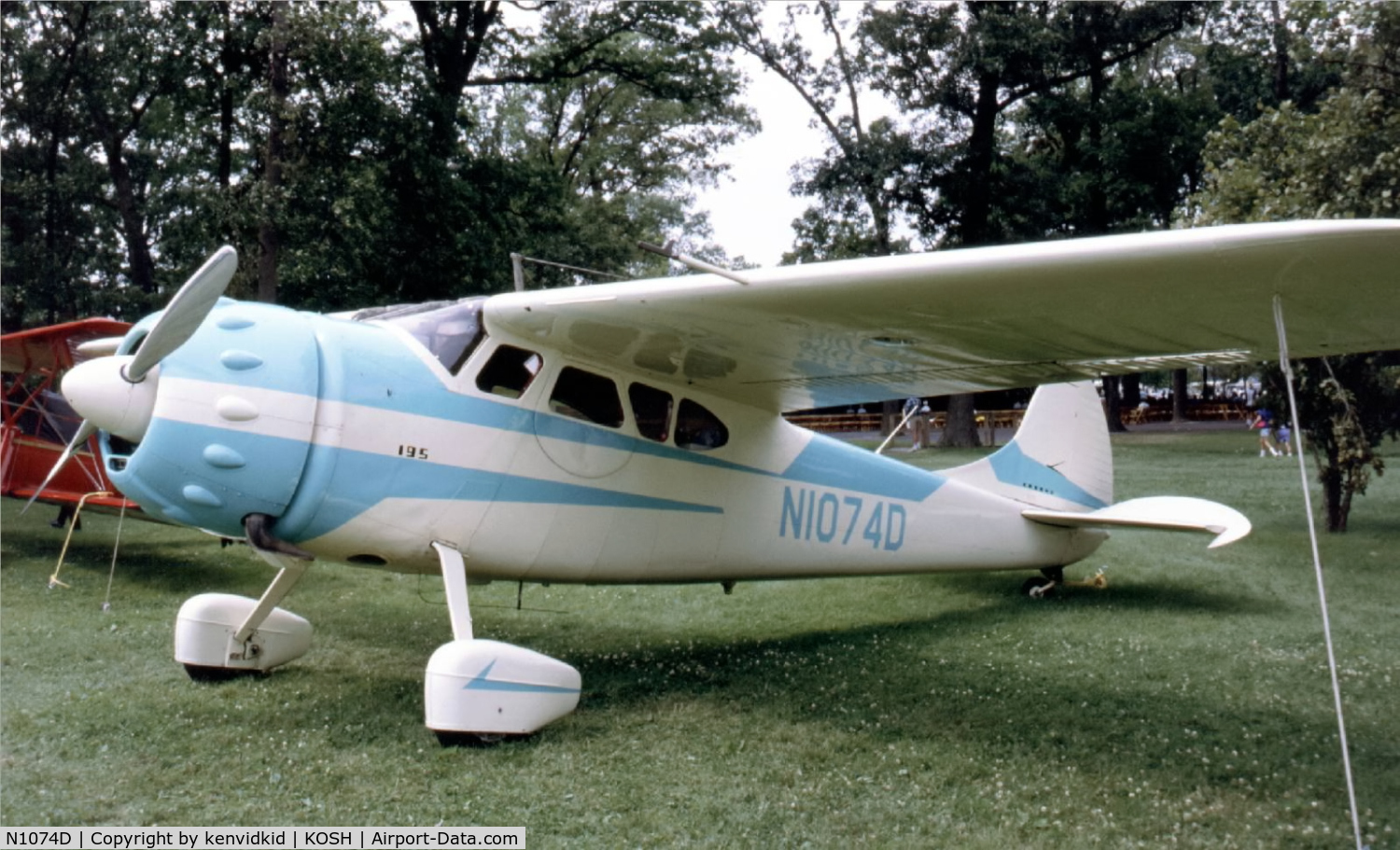 N1074D, 1951 Cessna 195 C/N 7686, At Air Adventure 1993 Oshkosh.
