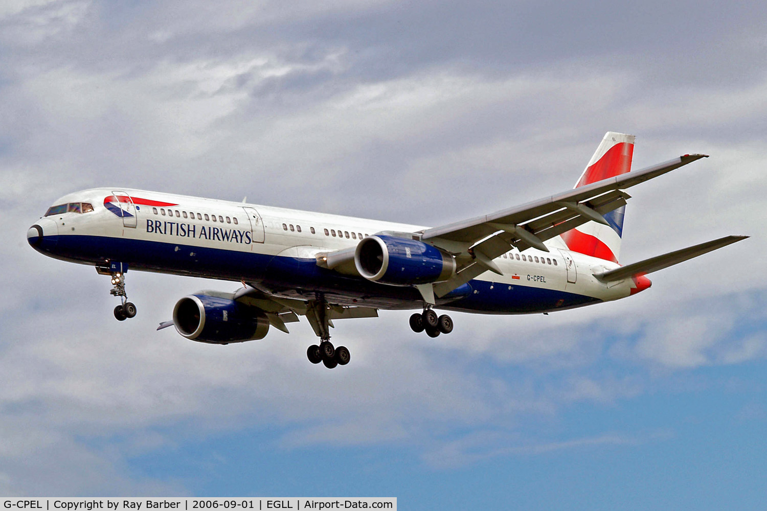 G-CPEL, 1989 Boeing 757-236 C/N 24398, Boeing 757-236 [24398] (British Airways) Heathrow~G 01/09/2006. On finals 27L.