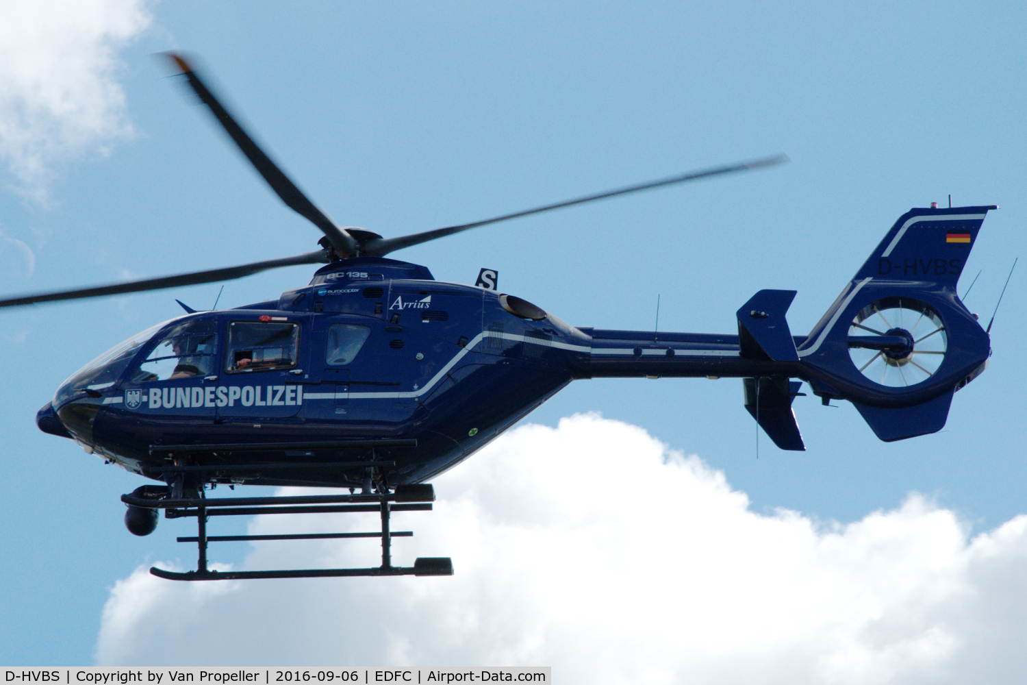 D-HVBS, 2003 Eurocopter EC 135T-2 C/N 0295, Eurocopter EC-135T-2 of the German Police on approach to Aschaffenburg airport