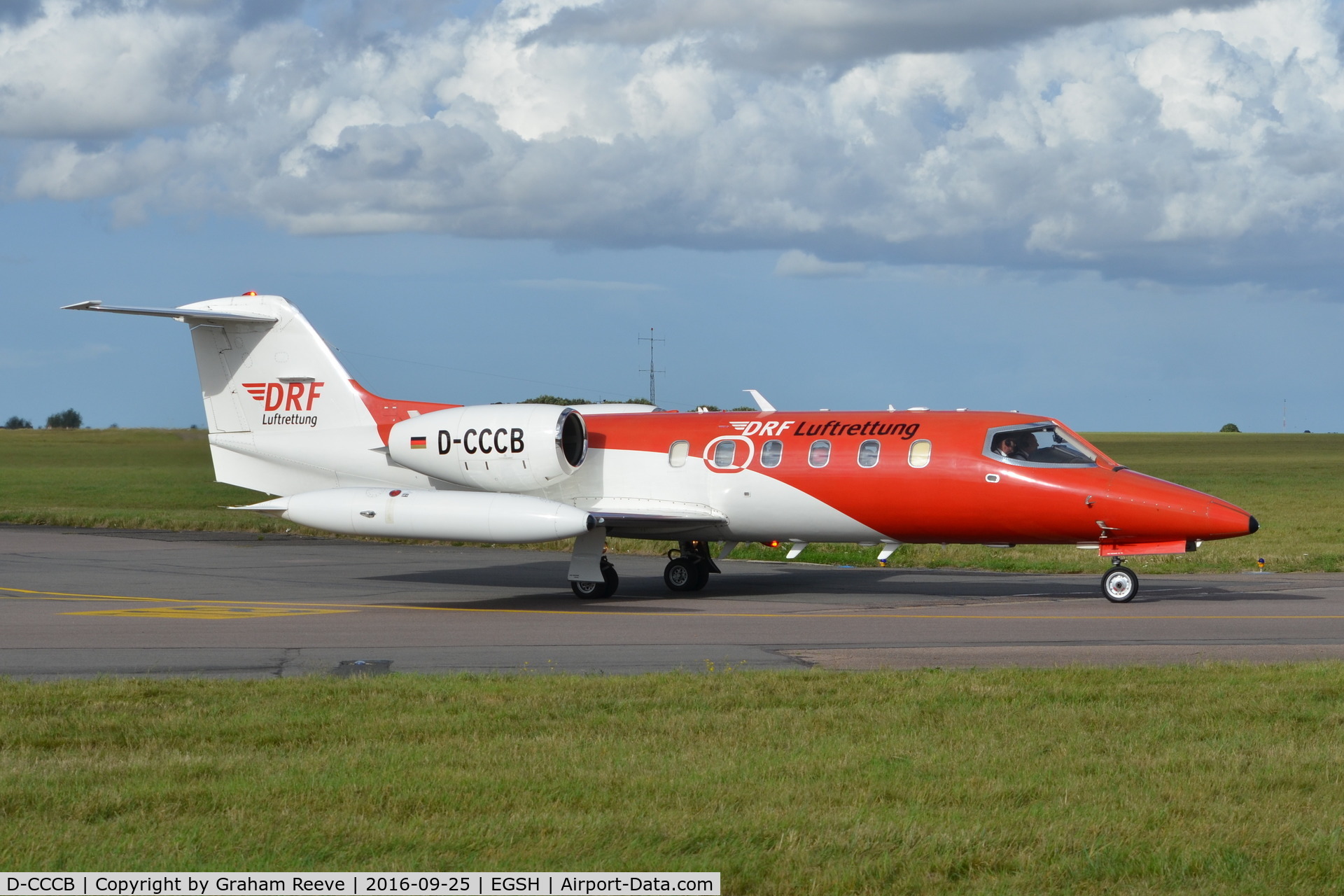 D-CCCB, 1990 Learjet 35A C/N 35A-663, Departing from Norwich.
