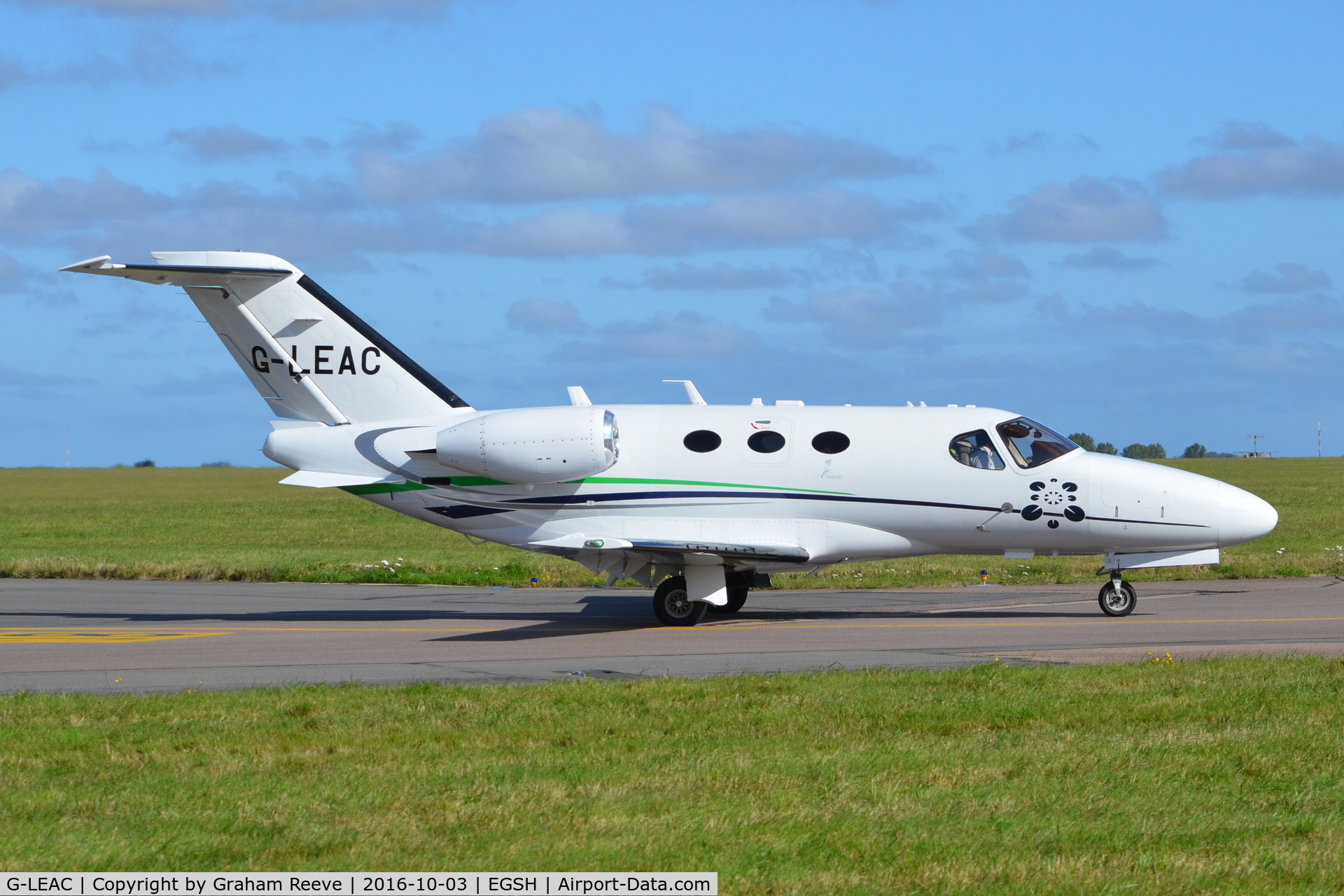 G-LEAC, 2008 Cessna 510 Citation Mustang Citation Mustang C/N 510-0075, Departing from Norwich.