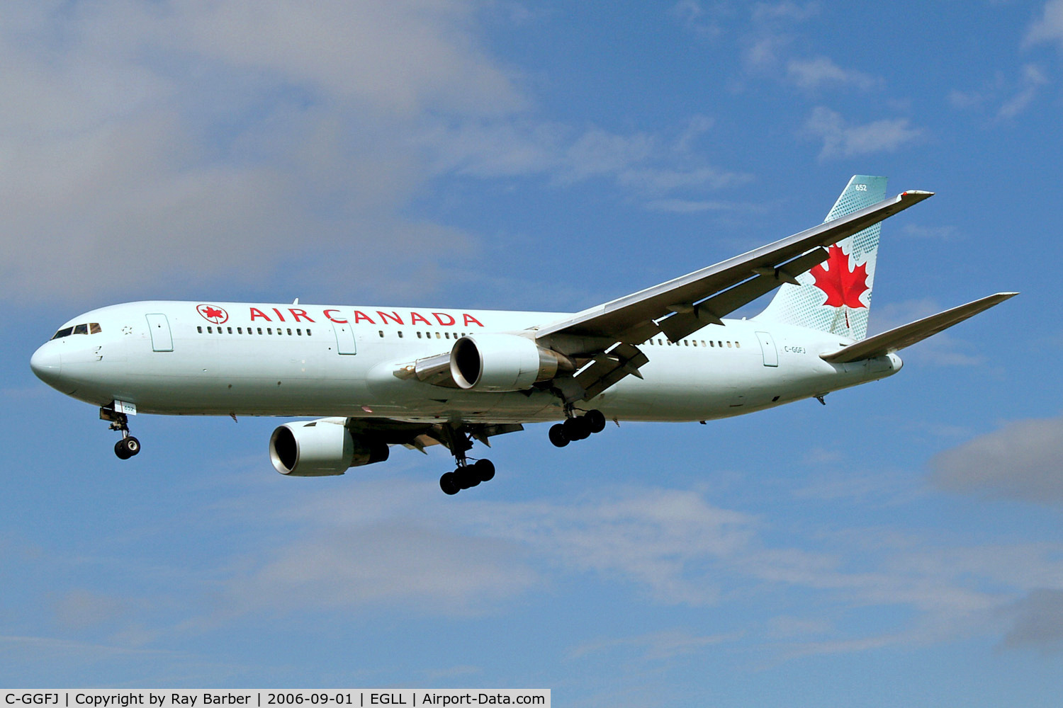 C-GGFJ, 1991 Boeing 767-3Y0/ER C/N 24952, Boeing 767-3Y0ER [24952] (Air Canada) Heathrow~G 01/09/2006. On finals 27L.