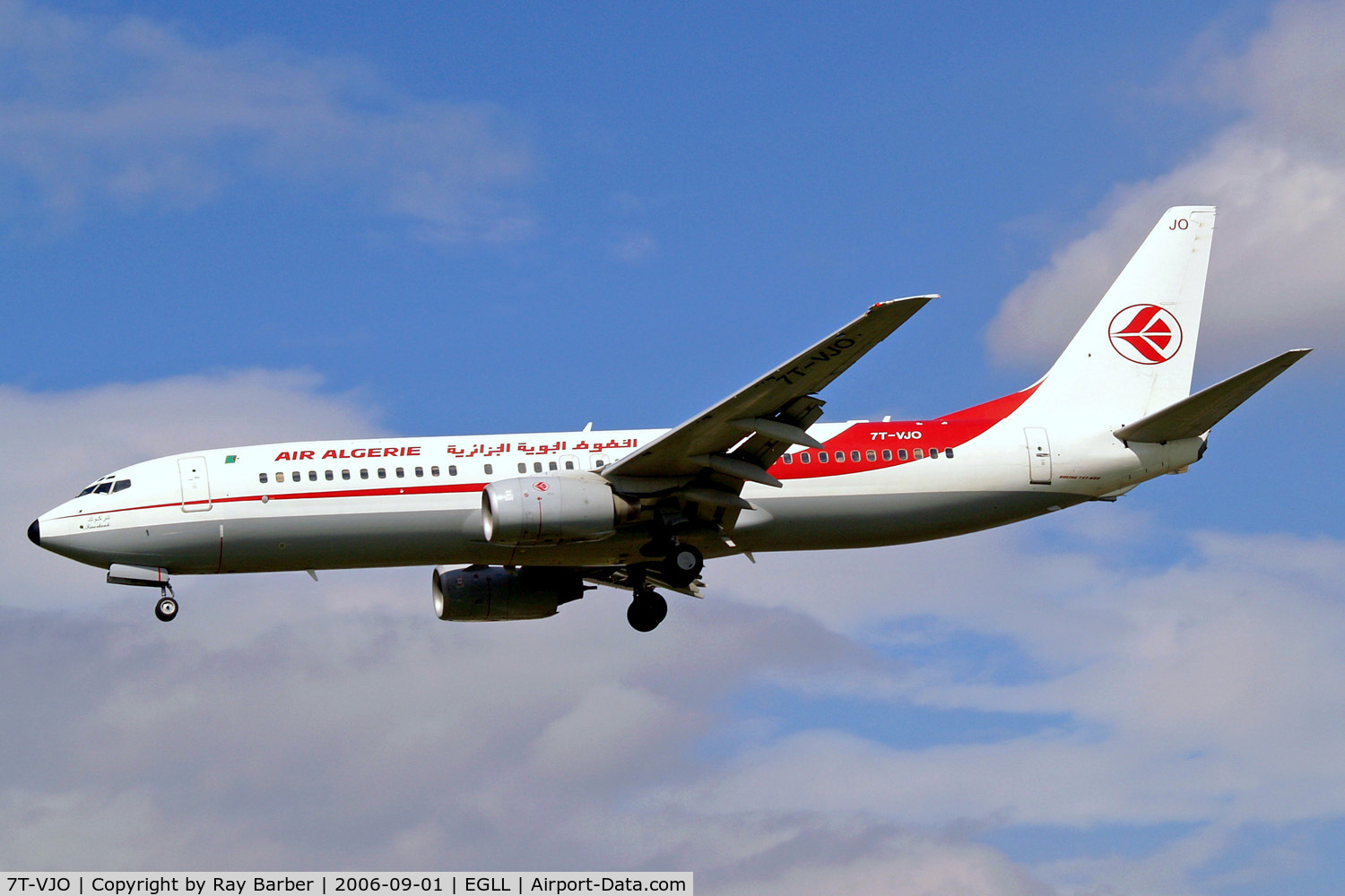 7T-VJO, 2001 Boeing 737-8D6 C/N 30207, Boeing 737-8D6 [30207] (Air Algerie) Heathrow~G 01/09/2006. On finals 27L.