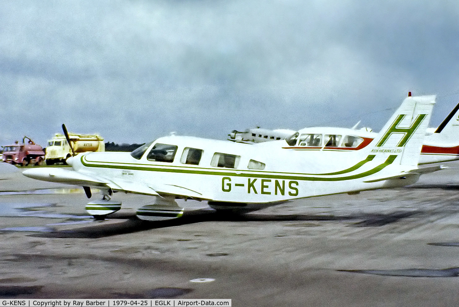 G-KENS, 1979 Piper PA-32-300 Cherokee Six Cherokee Six C/N 32-7940069, Piper PA-32-300 Six 300 [32-7940069] (Ken Heanes Ltd) Blackbushe~G 25/04/1979. From a slide.