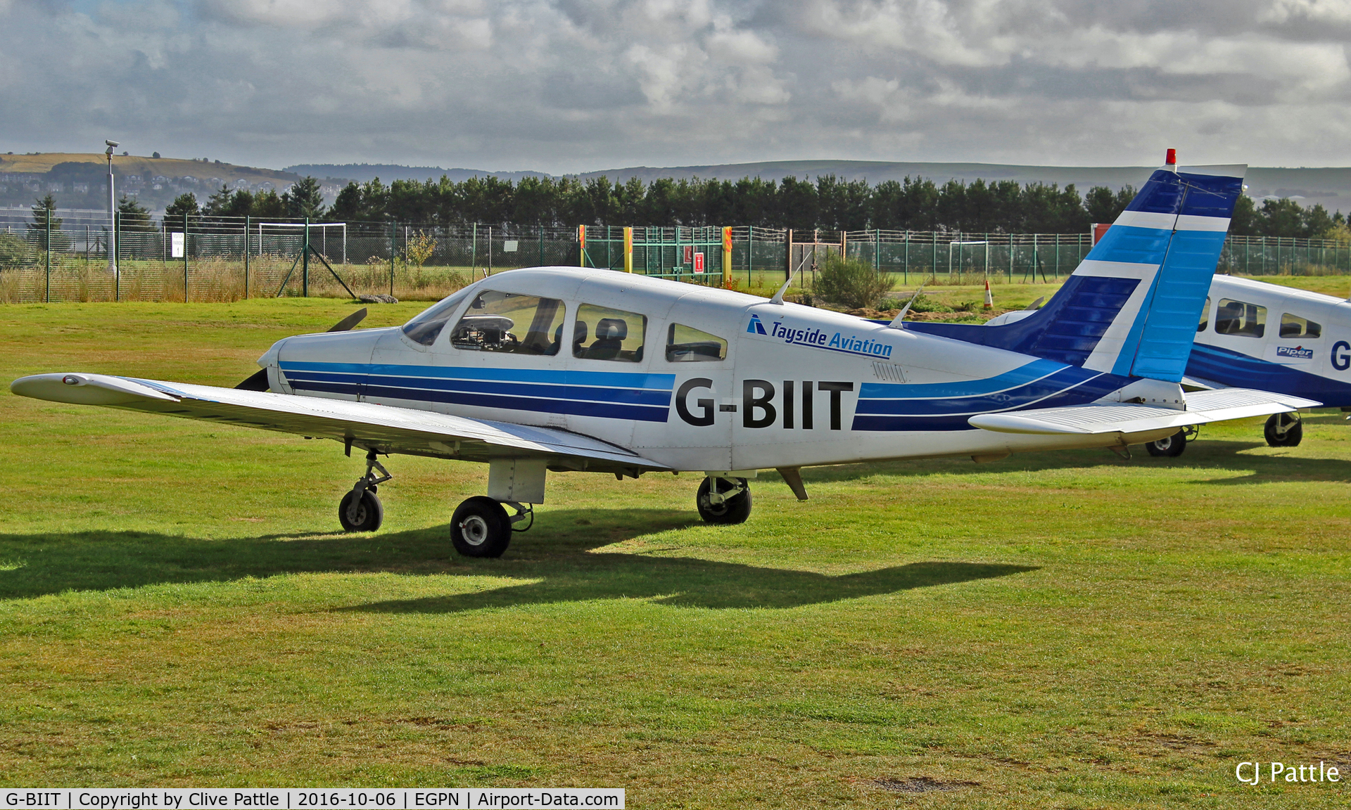 G-BIIT, 1980 Piper PA-28-161 Cherokee Warrior II C/N 28-8116052, Wearing its new Tayside Aviation colour scheme at Dundee EGPN