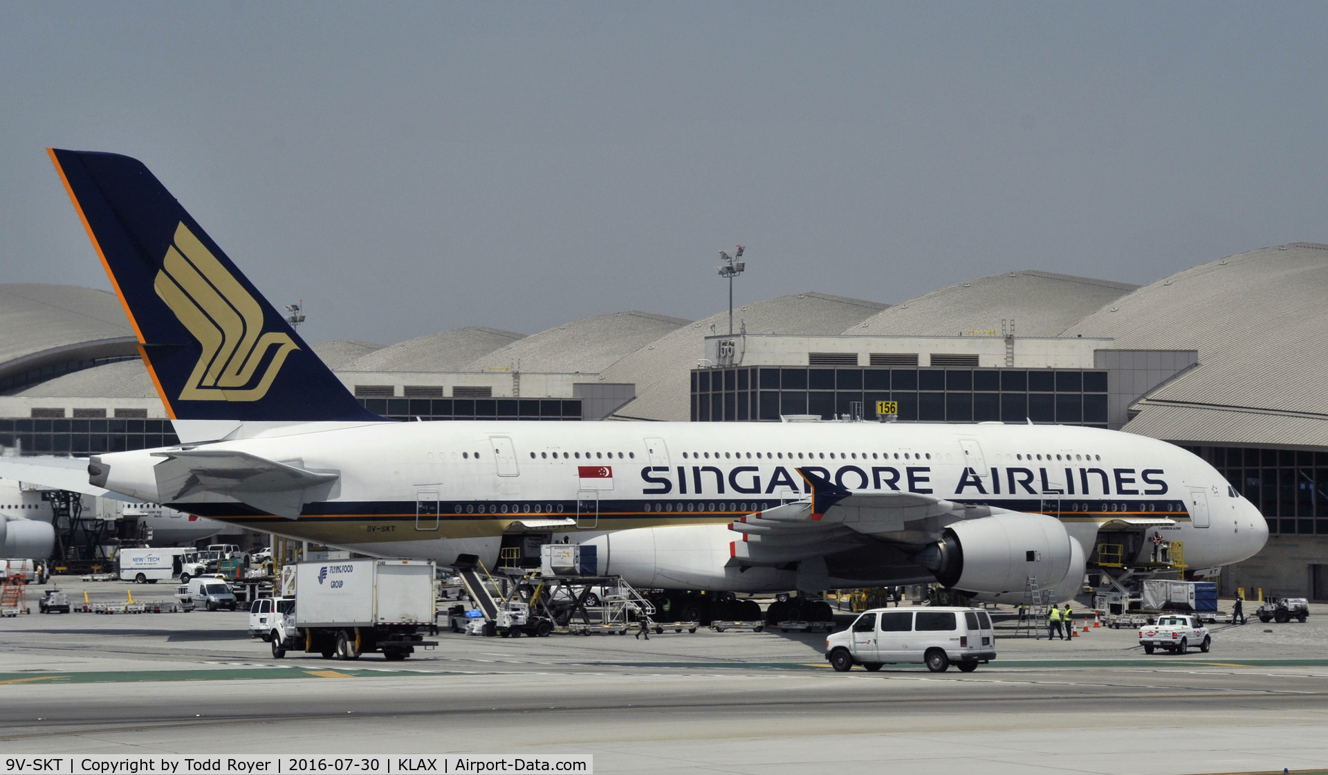 9V-SKT, 2012 Airbus A380-841 C/N 092, Parked at gate at LAX