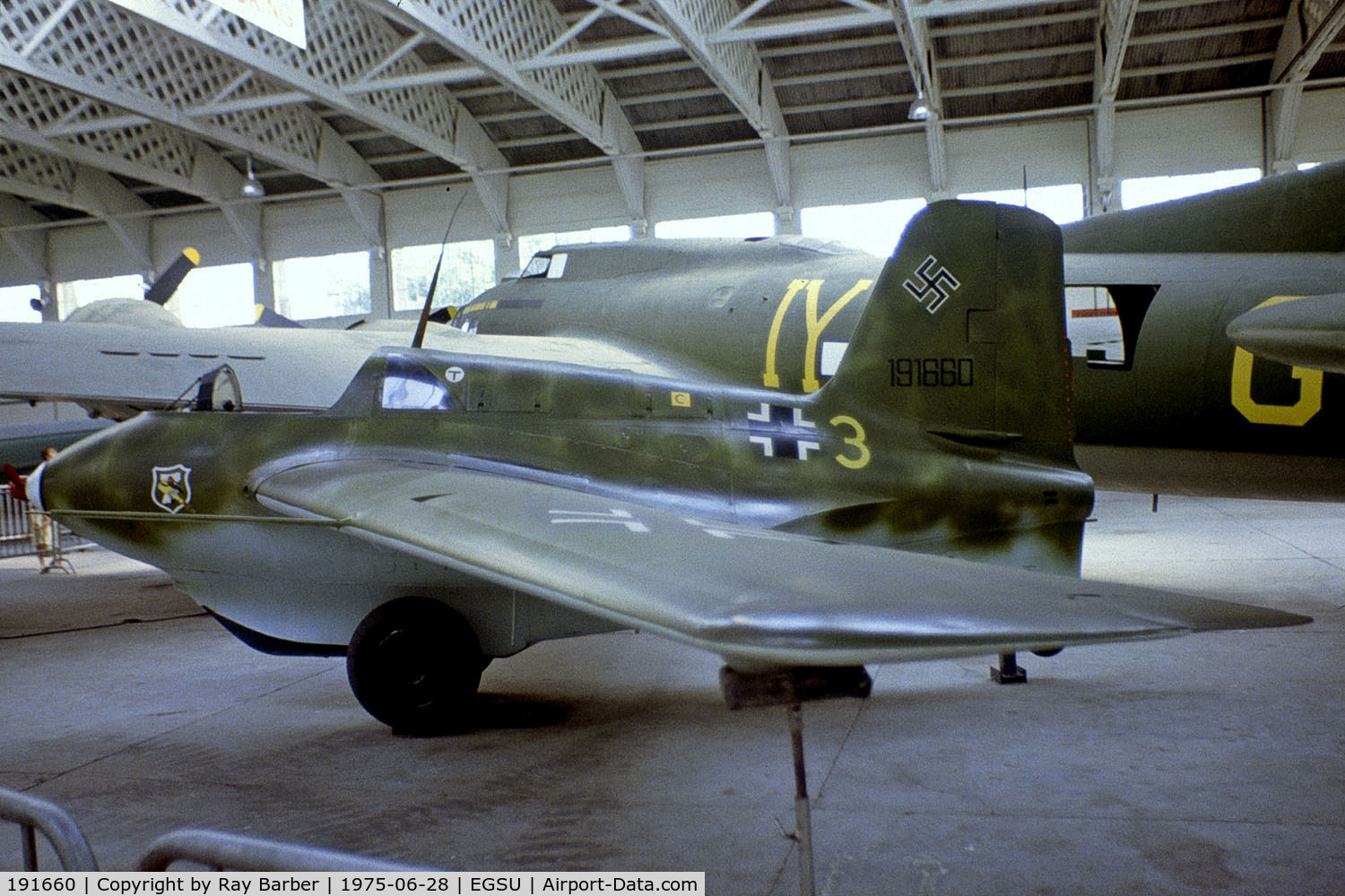 191660, Messerschmitt Me-163.B-1a Komet C/N 191660, Messerschmitt Me.163B-1a Komet [191660] (Ex German Air Force) Duxford~G 28/06/1975. From a slide.
