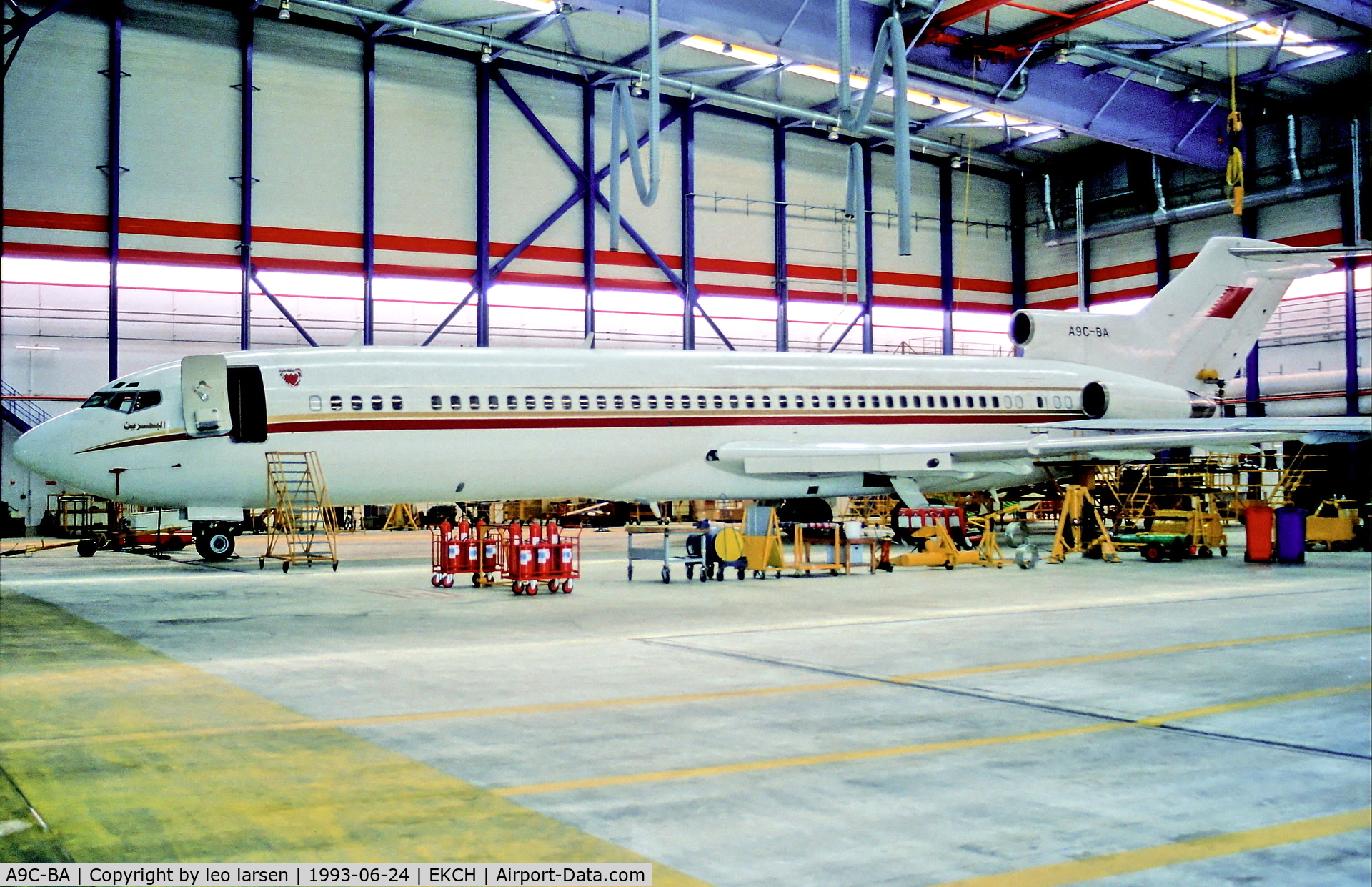 A9C-BA, 1980 Boeing 727-2M7 C/N 21824, Indside Sterling HG Copenhagen 24.6.93
before conv.to Super B-727
